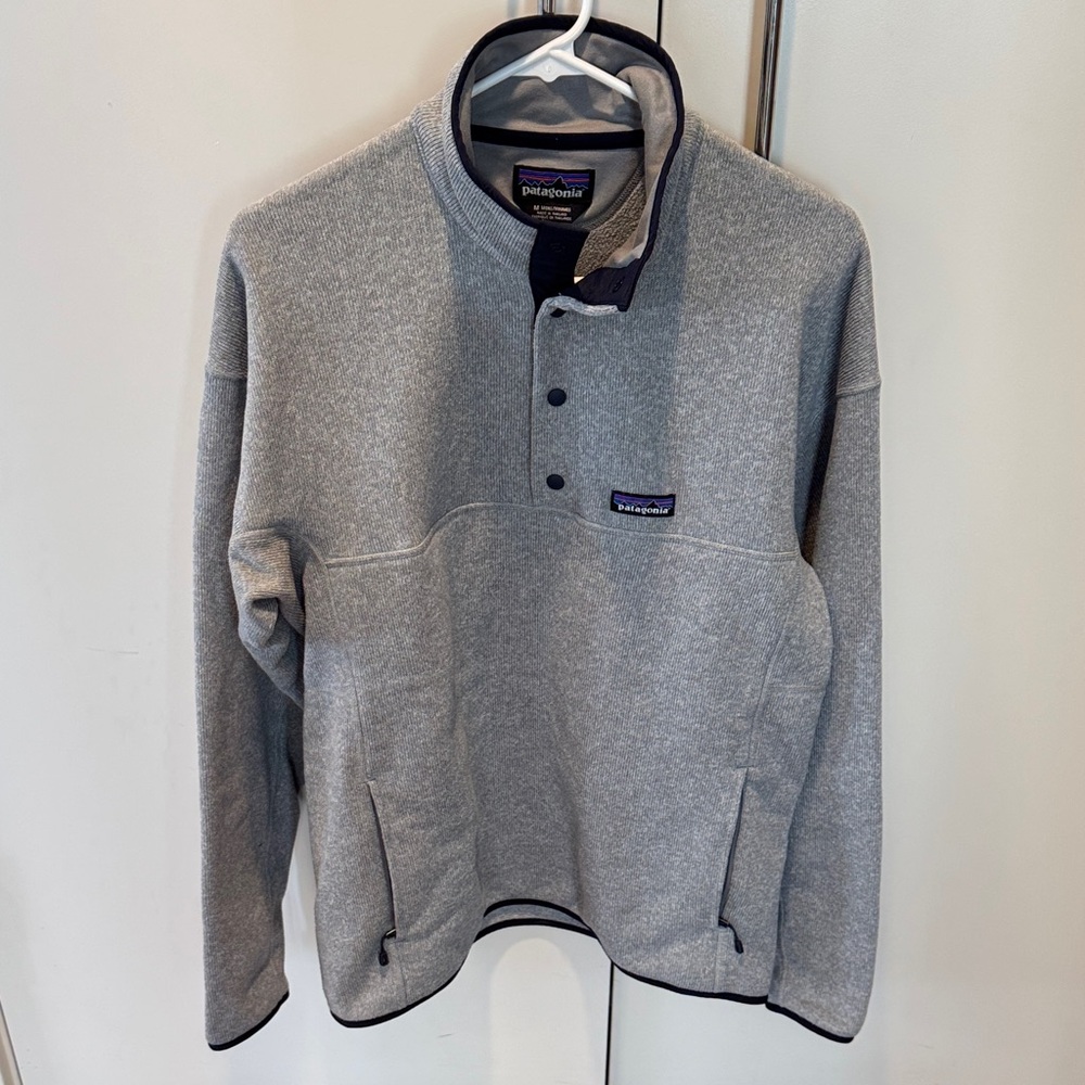 Patagonia Heather Gray Snap-T Fleece Better Sweater snap button Mens Medium.